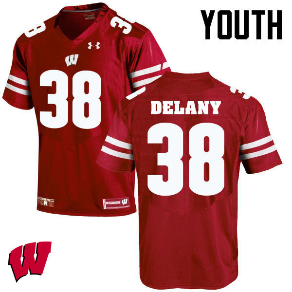 Youth Winsconsin Badgers #38 Sam DeLany College Football Jerseys-Red